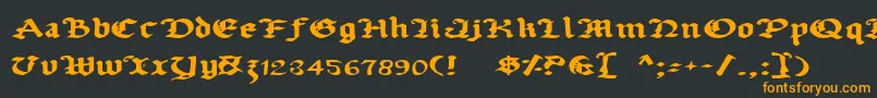 フォントUberhГ¶lmeExpanded – 黒い背景にオレンジの文字