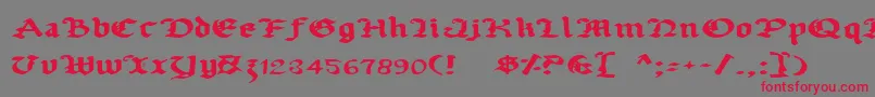 フォントUberhГ¶lmeExpanded – 赤い文字の灰色の背景