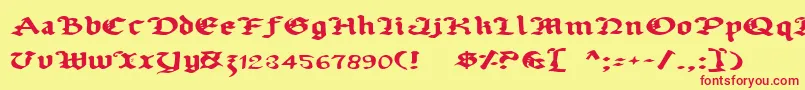 フォントUberhГ¶lmeExpanded – 赤い文字の黄色い背景