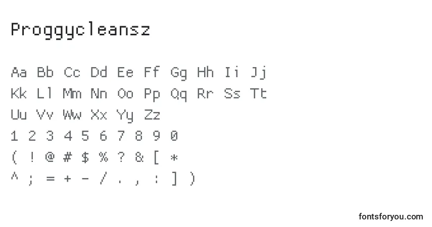 Schriftart Proggycleansz – Alphabet, Zahlen, spezielle Symbole