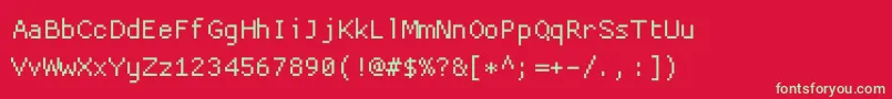 Fonte Proggycleansz – fontes verdes em um fundo vermelho
