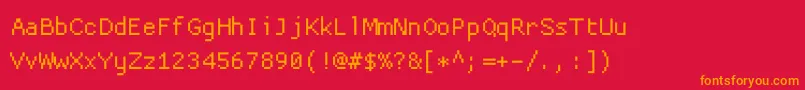 フォントProggycleansz – 赤い背景にオレンジの文字