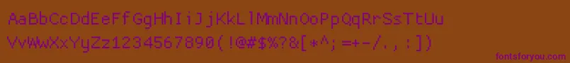 Fonte Proggycleansz – fontes roxas em um fundo marrom