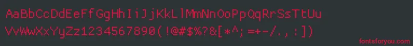Fonte Proggycleansz – fontes vermelhas em um fundo preto