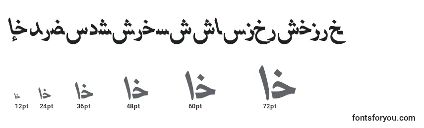 HafizpersianttBolditalic Font Sizes