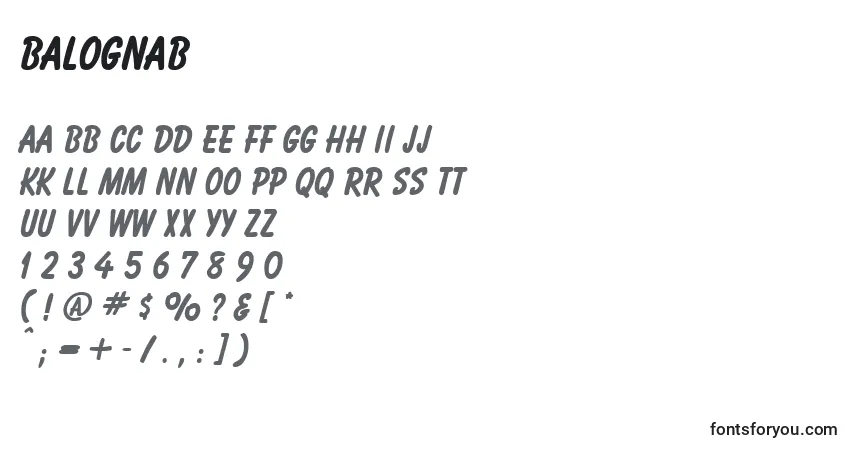 Fuente Balognab - alfabeto, números, caracteres especiales
