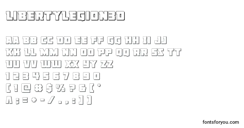 Czcionka Libertylegion3D – alfabet, cyfry, specjalne znaki