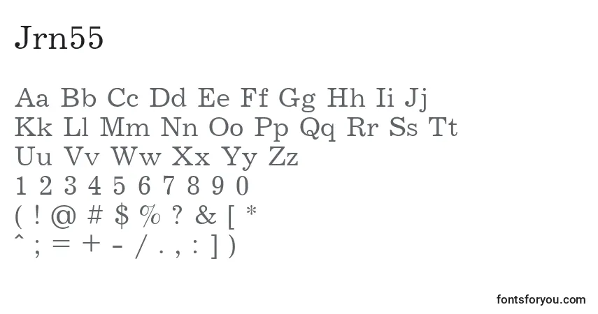 Schriftart Jrn55 – Alphabet, Zahlen, spezielle Symbole