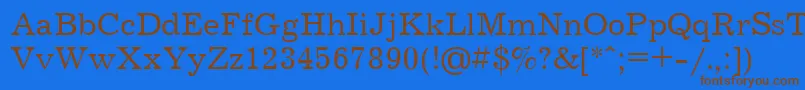 フォントJrn55 – 茶色の文字が青い背景にあります。