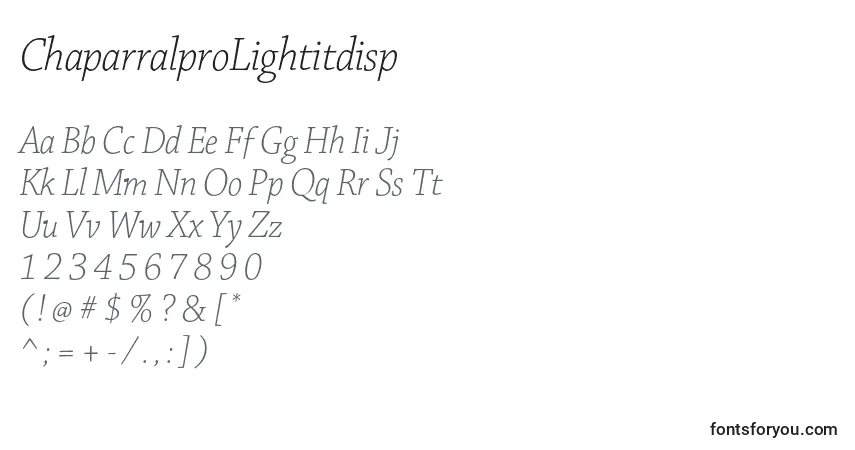 Fuente ChaparralproLightitdisp - alfabeto, números, caracteres especiales