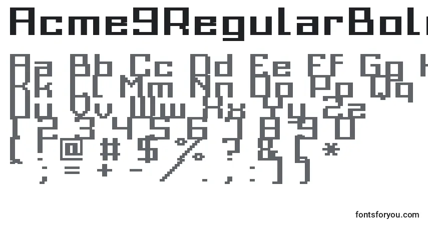 Acme9RegularBoldXtnd-fontti – aakkoset, numerot, erikoismerkit
