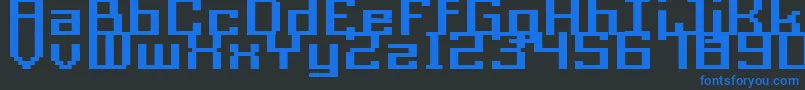 Acme9RegularBoldXtnd-Schriftart – Blaue Schriften auf schwarzem Hintergrund