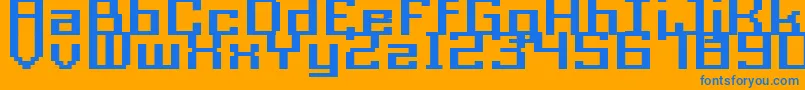 Acme9RegularBoldXtnd-fontti – siniset fontit oranssilla taustalla