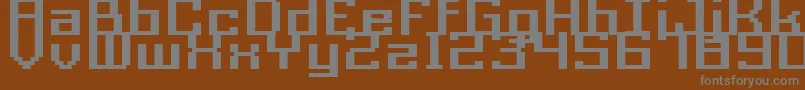 Czcionka Acme9RegularBoldXtnd – szare czcionki na brązowym tle
