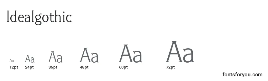 Idealgothic Font Sizes