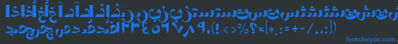 AymShormSUNormal.-Schriftart – Blaue Schriften auf schwarzem Hintergrund