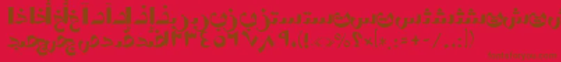 フォントAymShormSUNormal. – 赤い背景に茶色の文字