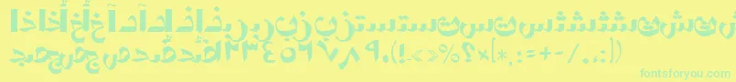 Police AymShormSUNormal. – polices vertes sur fond jaune