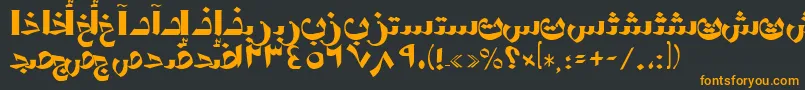 フォントAymShormSUNormal. – 黒い背景にオレンジの文字