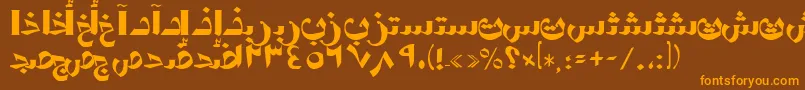AymShormSUNormal.-Schriftart – Orangefarbene Schriften auf braunem Hintergrund