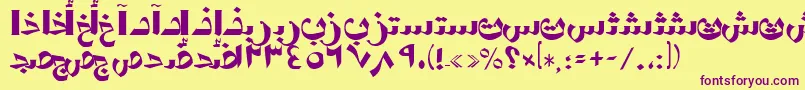 AymShormSUNormal. Font – Purple Fonts on Yellow Background