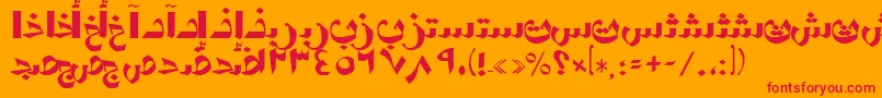 AymShormSUNormal. Font – Red Fonts on Orange Background