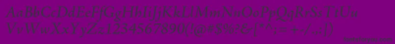 フォントAjensonproIt – 紫の背景に黒い文字