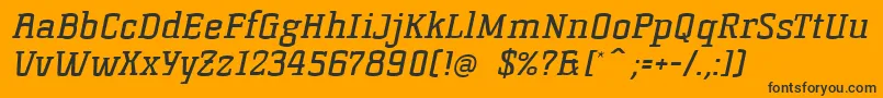 フォントKorneuburgSlabRegularSlanted – 黒い文字のオレンジの背景