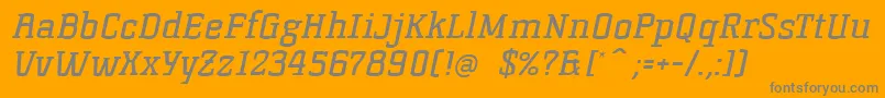 KorneuburgSlabRegularSlanted-Schriftart – Graue Schriften auf orangefarbenem Hintergrund