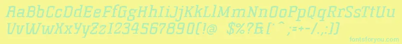 KorneuburgSlabRegularSlanted Font – Green Fonts on Yellow Background