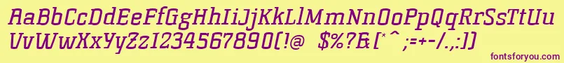 KorneuburgSlabRegularSlanted Font – Purple Fonts on Yellow Background