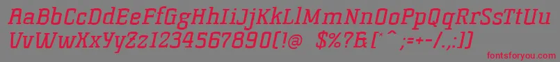 フォントKorneuburgSlabRegularSlanted – 赤い文字の灰色の背景