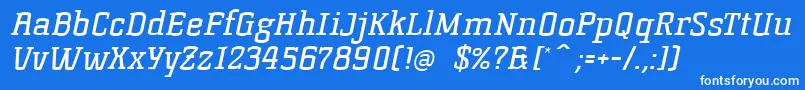 Шрифт KorneuburgSlabRegularSlanted – белые шрифты на синем фоне