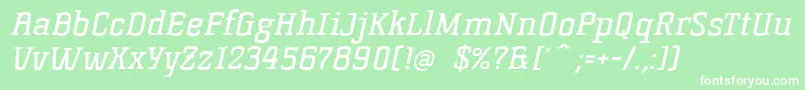 KorneuburgSlabRegularSlanted Font – White Fonts on Green Background
