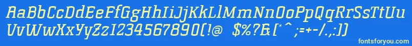 KorneuburgSlabRegularSlanted Font – Yellow Fonts on Blue Background