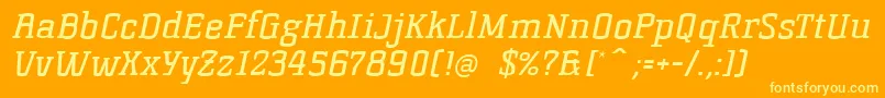 KorneuburgSlabRegularSlanted Font – Yellow Fonts on Orange Background
