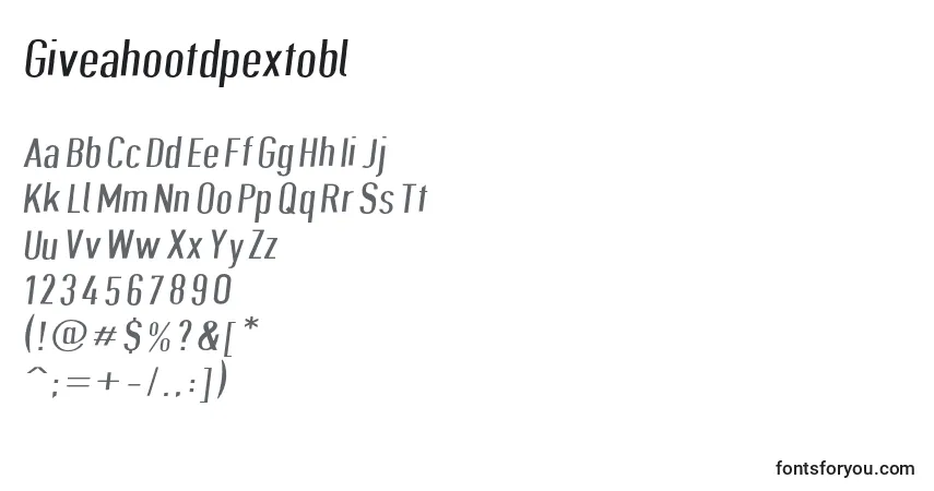 Czcionka Giveahootdpextobl – alfabet, cyfry, specjalne znaki