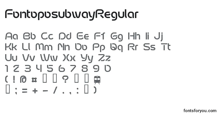 FontoposubwayRegularフォント–アルファベット、数字、特殊文字