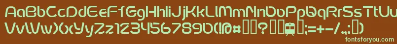 フォントFontoposubwayRegular – 緑色の文字が茶色の背景にあります。