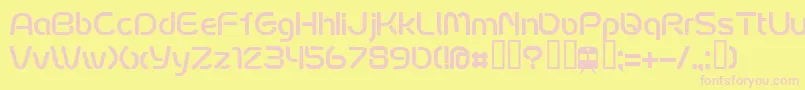 FontoposubwayRegular-fontti – vaaleanpunaiset fontit keltaisella taustalla