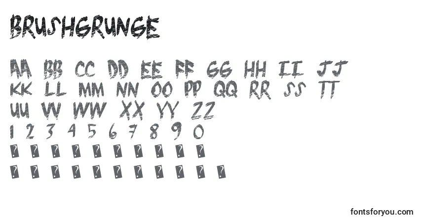 A fonte Brushgrunge – alfabeto, números, caracteres especiais