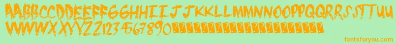 Brushgrunge Font – Orange Fonts on Green Background