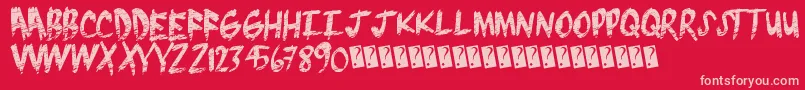 Brushgrunge Font – Pink Fonts on Red Background