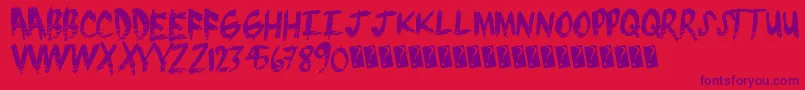 Brushgrunge Font – Purple Fonts on Red Background
