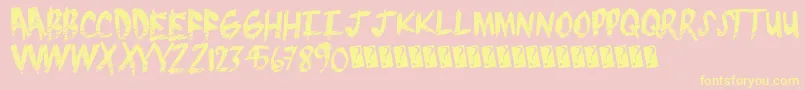 Fonte Brushgrunge – fontes amarelas em um fundo rosa