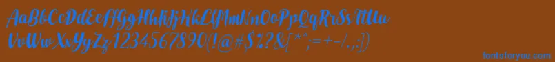 DoheartsItalic-Schriftart – Blaue Schriften auf braunem Hintergrund