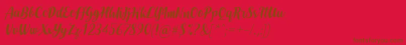 DoheartsItalic-Schriftart – Braune Schriften auf rotem Hintergrund
