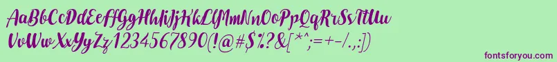 DoheartsItalic Font – Purple Fonts on Green Background