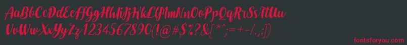 フォントDoheartsItalic – 黒い背景に赤い文字