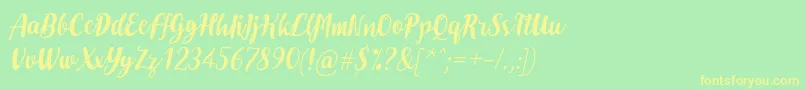 DoheartsItalic Font – Yellow Fonts on Green Background
